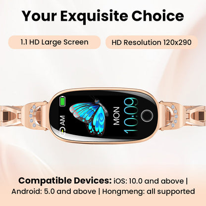 Blood Sugar Blood Pressure monitoring Luxury Diamond Design Fashion Smartwatch