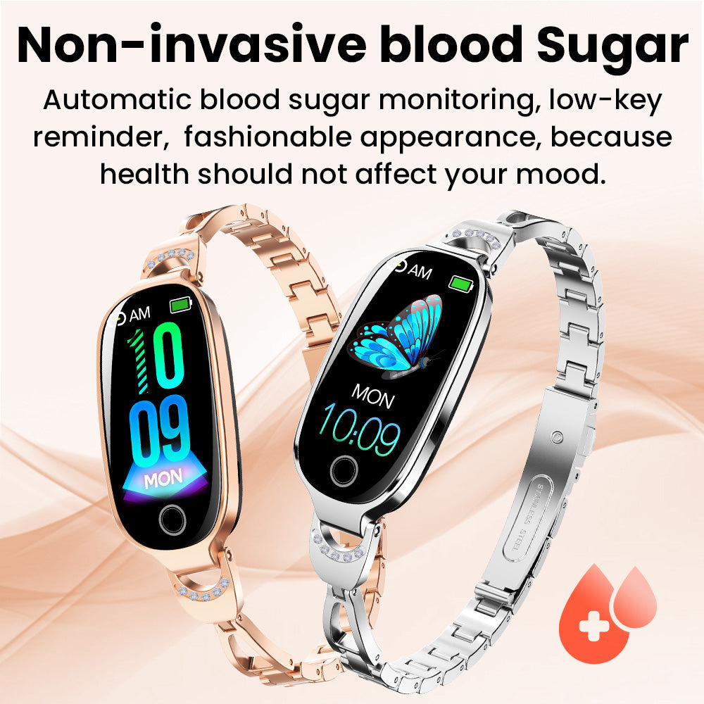 Blood Sugar Blood Pressure monitoring Luxury Diamond Design Fashion Smartwatch