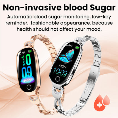 Blood Sugar Blood Pressure monitoring Luxury Diamond Design Fashion Smartwatch