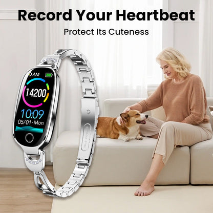 Blood Sugar Blood Pressure monitoring Luxury Diamond Design Fashion Smartwatch