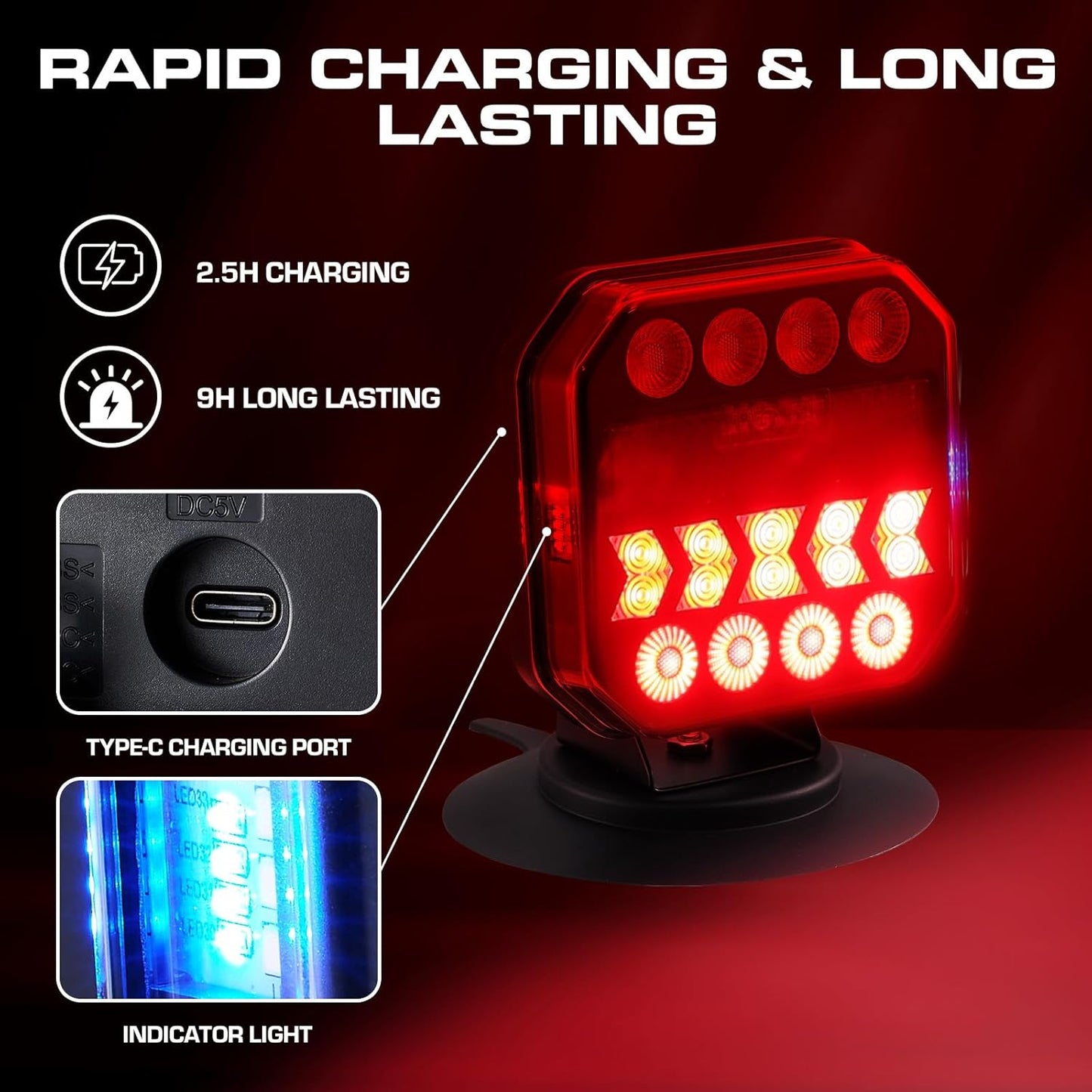 Wireless Trailer Lights, USB-C Magnetic Wireless