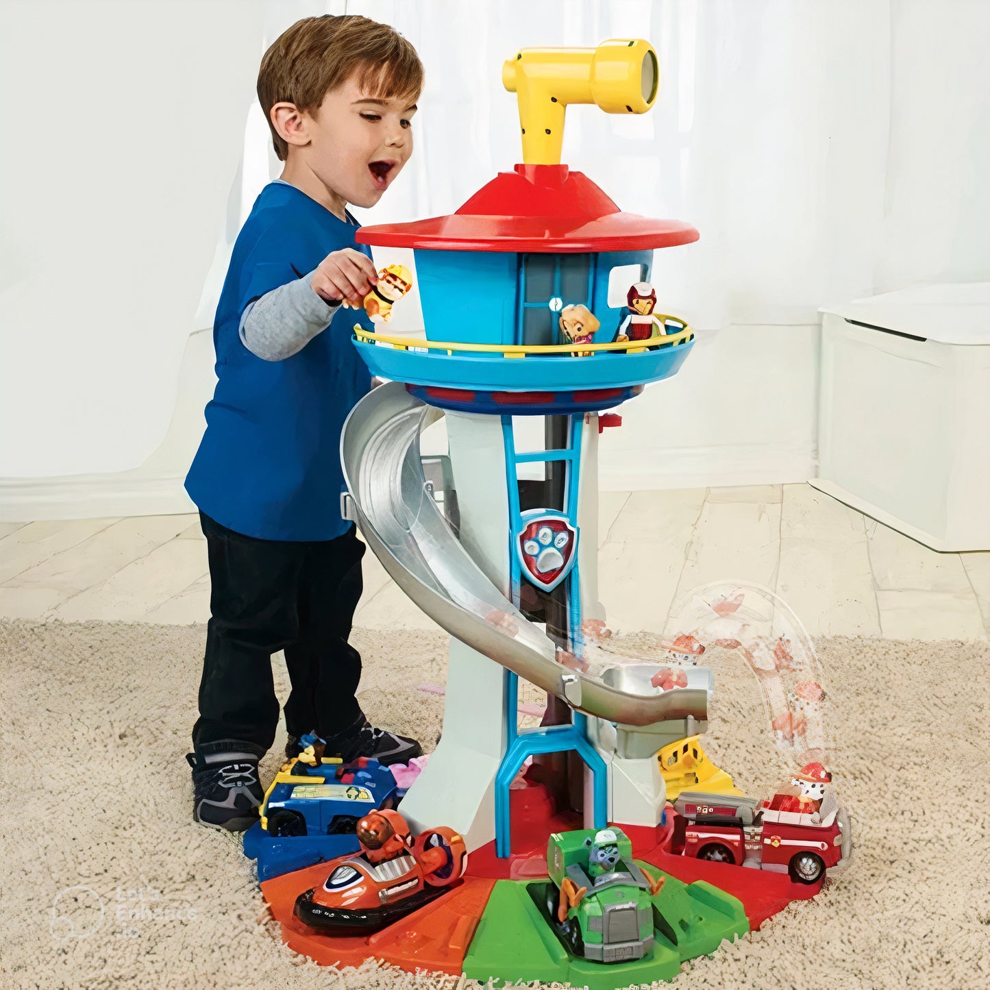 Kids Playset with Cars and Slide Track