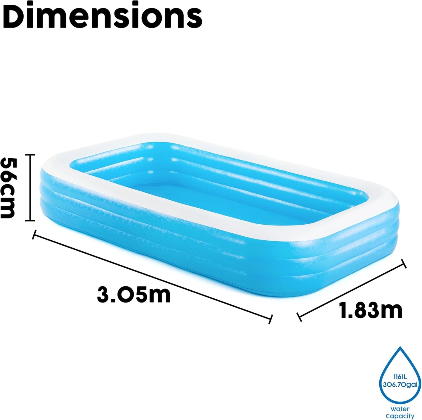 Bestway Family Inflatable Pool – Large Paddling Pool for Outdoor Fun - 56462