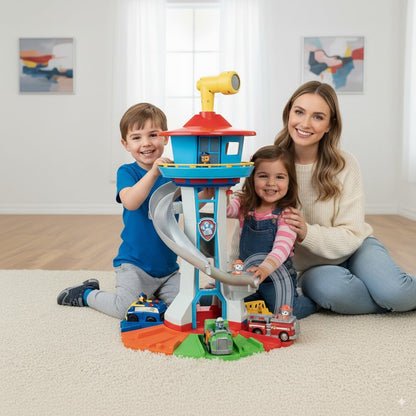 Kids Playset with Cars and Slide Track