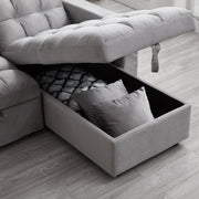 LUXURY PILLOW TOP VELVET SECTIONAL SOFA SLEEPER | REVERSIBLE CHAISE, PULL-OUT BED & STORAGE