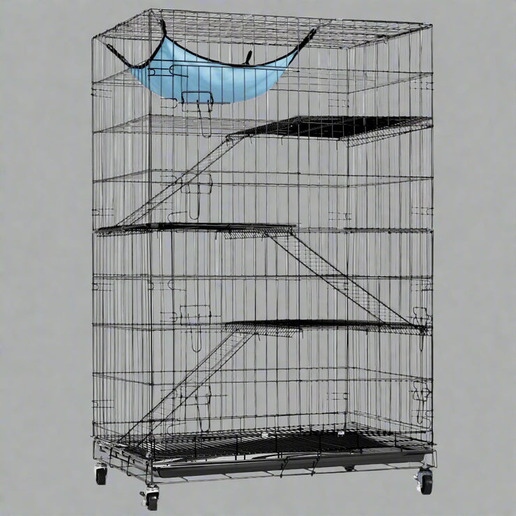 4-Tier Indoor Cat Cage Playpen – 48" Metal Pet Kennel Enclosure | AMPC1285