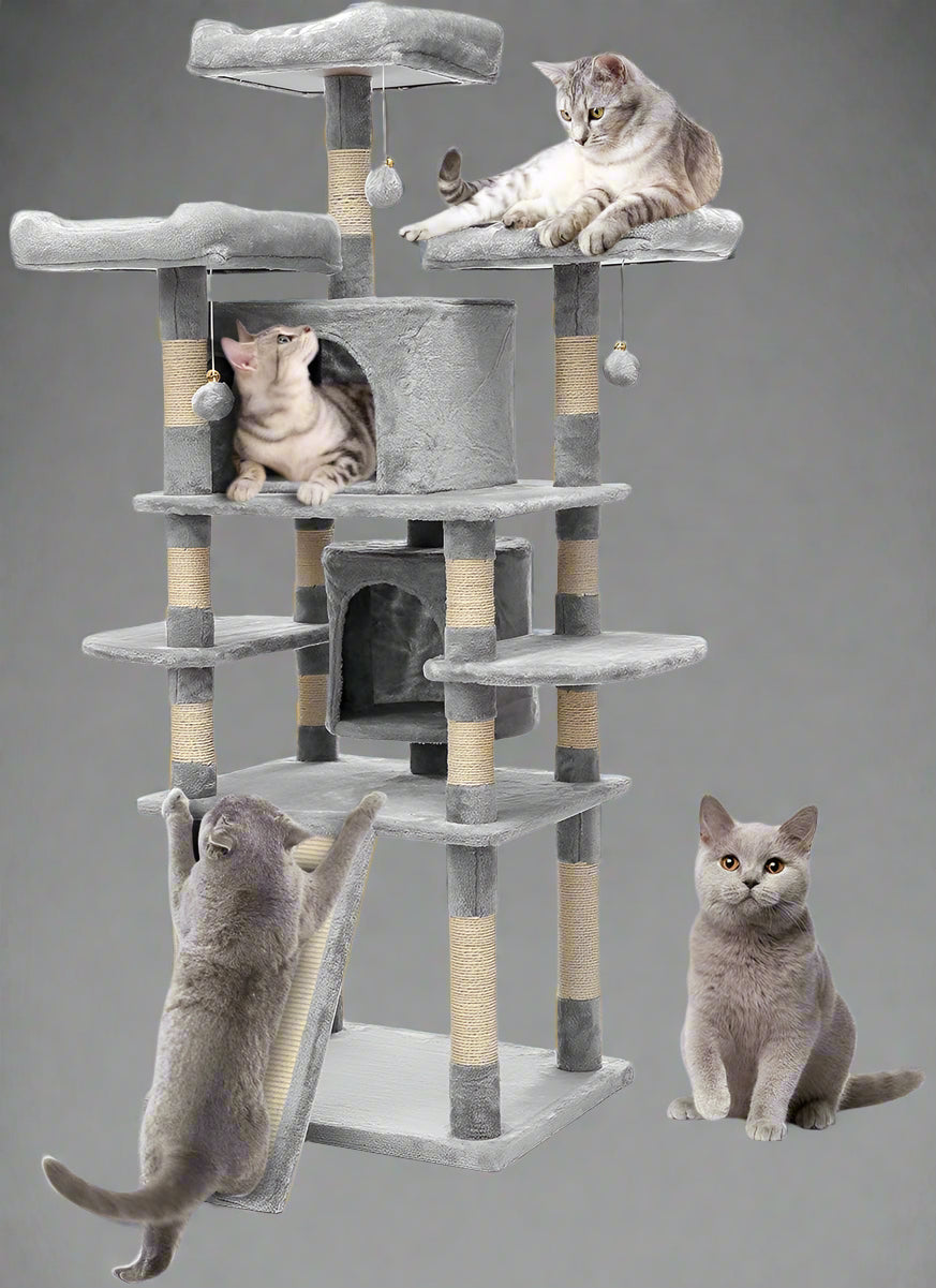 67-Inch Cat Tree Kitty Condo Ladder Playhouse | SKU: LBCT004