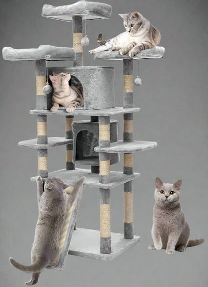 67-Inch Cat Tree Kitty Condo Ladder Playhouse | SKU: LBCT004