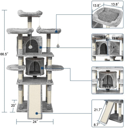 67-Inch Cat Tree Kitty Condo Ladder Playhouse | SKU: LBCT004