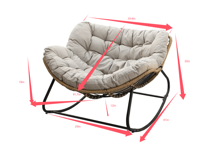 Cozy Rocking Chair for Two – Indoor/Outdoor Lounge Chair with Cushions for Patio & Home Seating