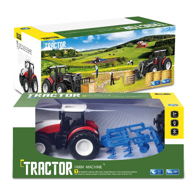 NEW Kids RC Farm Car Tractors Trailer Truck Toy – 2.4G “Follow Me” Remote Control Tractor with Plow YKN0169A